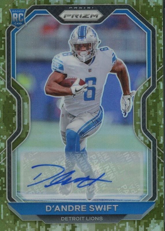 D'Andre Swift 2020 Prizm #358 Rookie Autographs - Camo /25 Rookie SGC 10