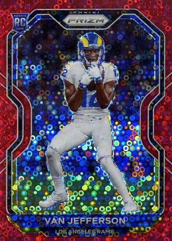 Van Jefferson 2020 Prizm #377 No Huddle Red /50 Rookie RAW