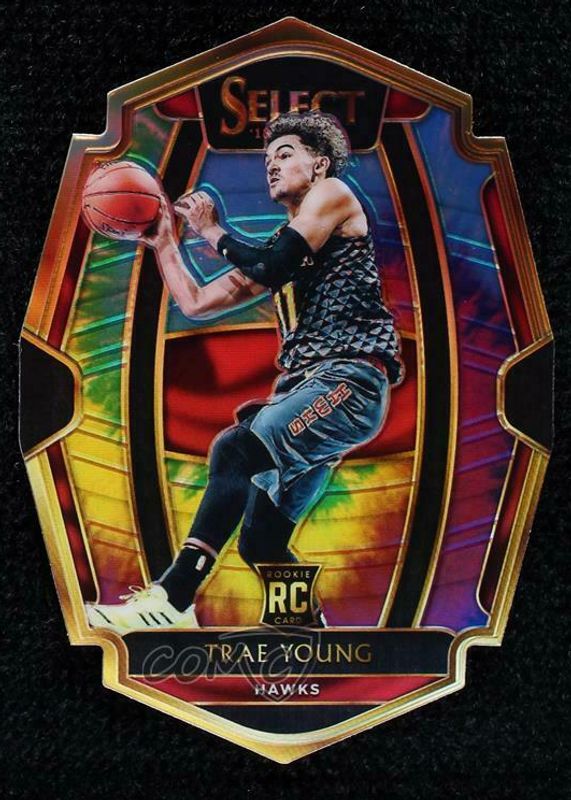 Trae Young 2018 Select #142 Premier Level Tie-Dye Die-Cut /25 Rookie RAW