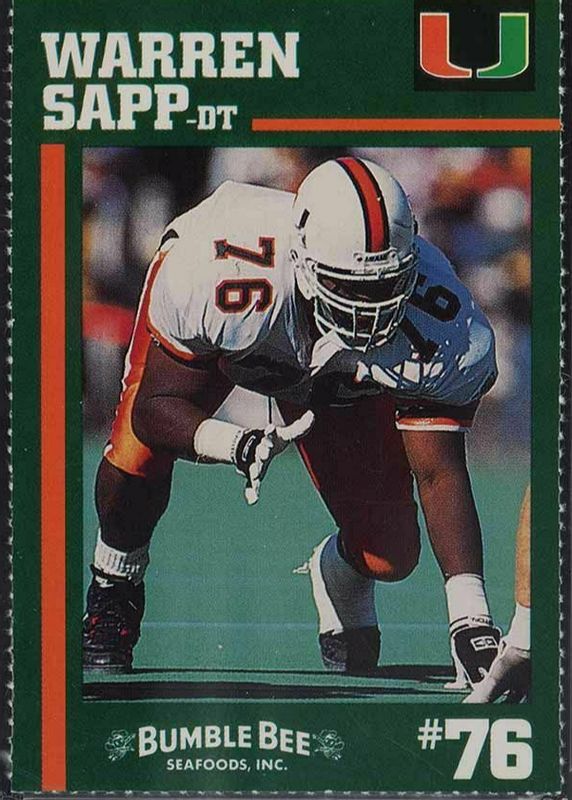 Warren Sapp 1994 Miami Bumble Bee Base SGC 9.5