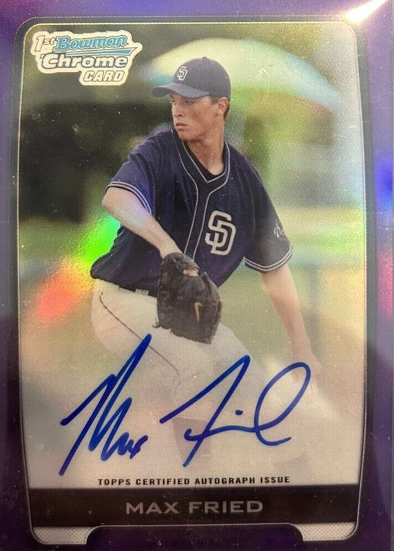 Max Fried 2012 Bowman Draft #BCA-MF Chrome DP Auto - Purple Refractor /10 (1st) PSA 9