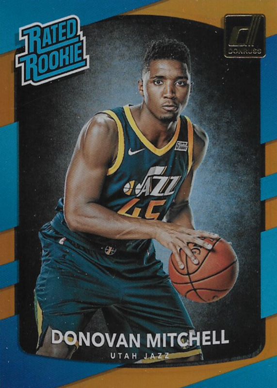 Donovan Mitchell 2017 Donruss #188 Holo Orange Laser Rookie PSA 10