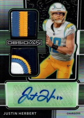 2020 Obsidian #RJI-4 Rookie Jersey Ink - Electric Etch Green /50