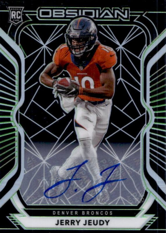 Jerry Jeudy 2020 Obsidian #106 Rookie Autographs - Electric Etch Green (/50) Rookie PSA 10