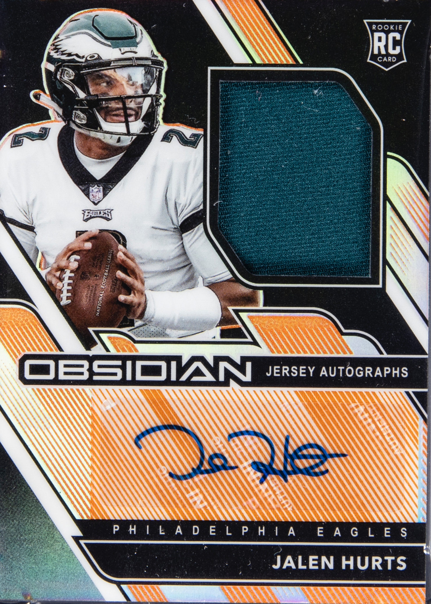 Jalen Hurts 2020 Obsidian #222 Rookie Jersey Autographs