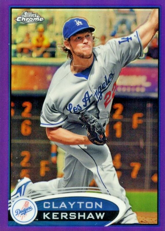 Clayton Kershaw 2012 Topps Chrome #112 Purple Refractor PSA 8