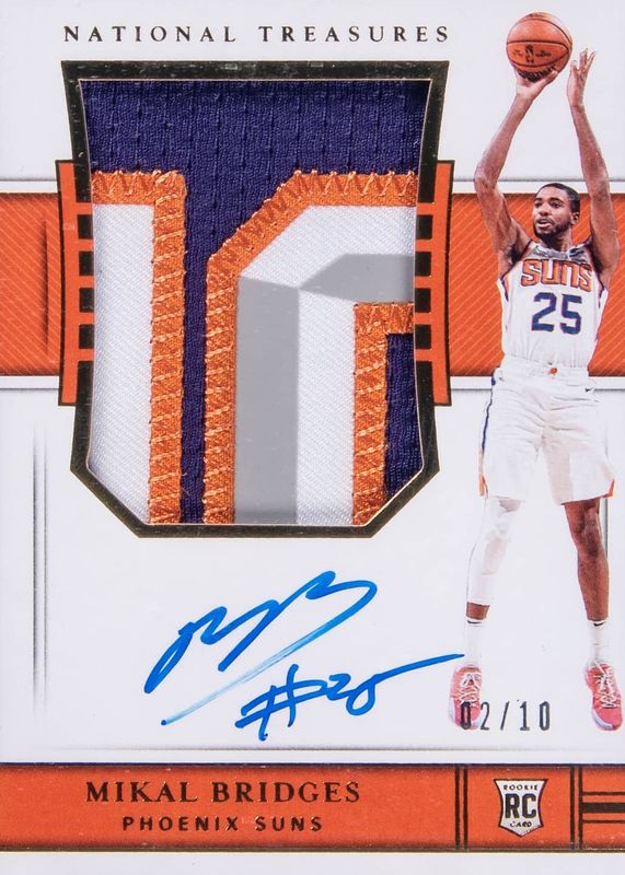 Mikal Bridges 2018 National Treasures #119 Rookie Patch Auto - Gold /10 PSA 10