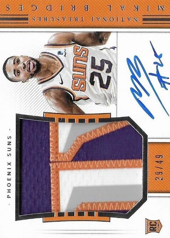 Mikal Bridges 2018 National Treasures #119 Rookie Patch Auto Horizontal /49 PSA 10