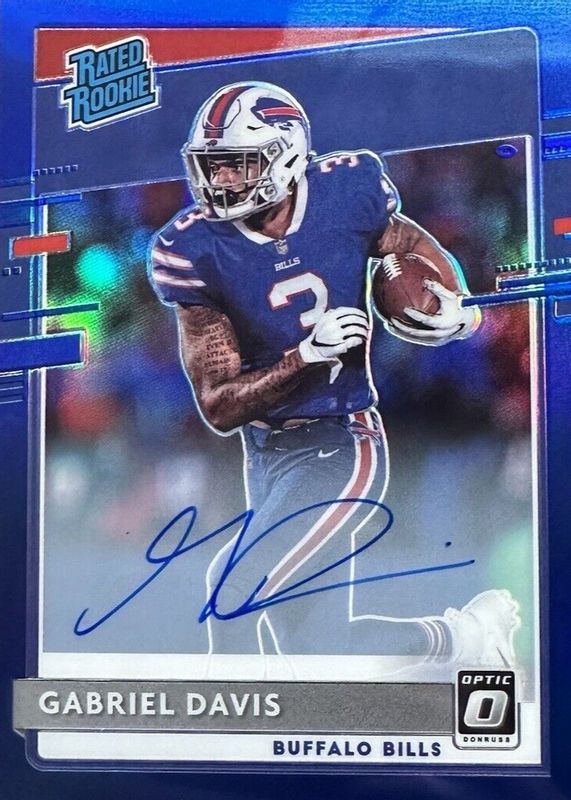 Gabriel Davis 2020 Optic #187 Rated Rookie Autographs - Blue /75 RAW