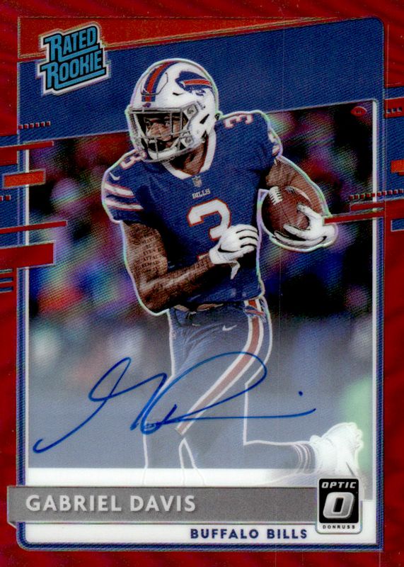 Gabriel Davis 2020 Optic #187 Rated Rookie Autographs - Red /50 RAW