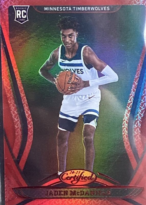 Jaden McDaniels 2020 Certified #173 Mirror Red Rookie RAW