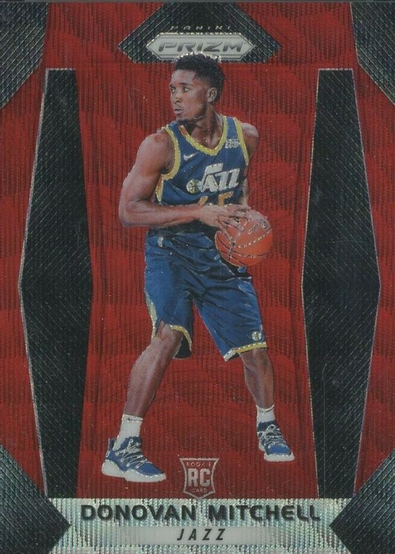 Donovan Mitchell 2017 Prizm #117 Ruby Wave Rookie SGC 9