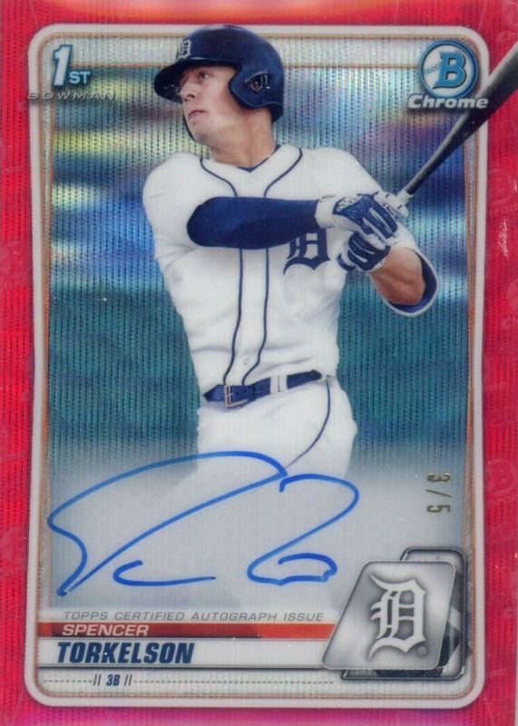 Spencer Torkelson 2020 Bowman Draft #CDA-ST Chrome DP Auto - Red Wave Refractor /5 (1st) BGS 10 PRISTINE