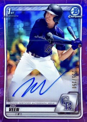 Zac Veen 2020 Bowman Draft #BD-107 Chrome (1st) Price Guide