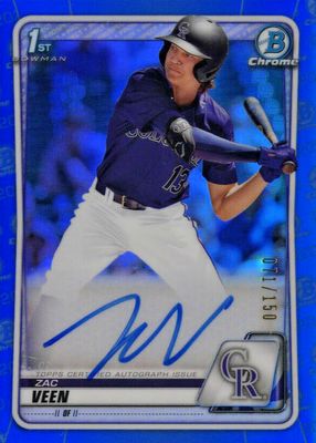 2020 Bowman Draft #CDA-ZV Chrome DP Auto - Blue Refractor /150 (1st)