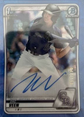 2020 Bowman Draft #CDA-ZV Chrome DP Auto - Blue Wave Refractor /150 (1st)