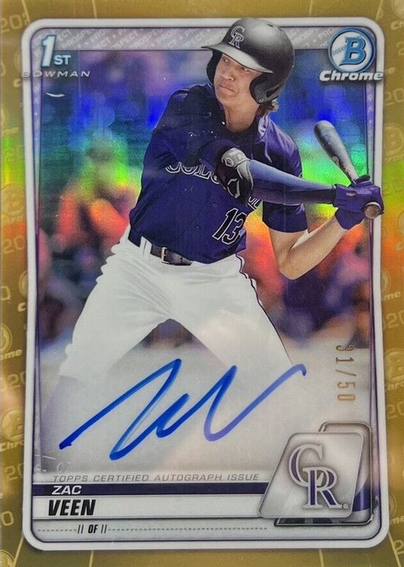 2020 Bowman Draft #CDA-ZV Chrome DP Auto - Gold Refractor /50 (1st)