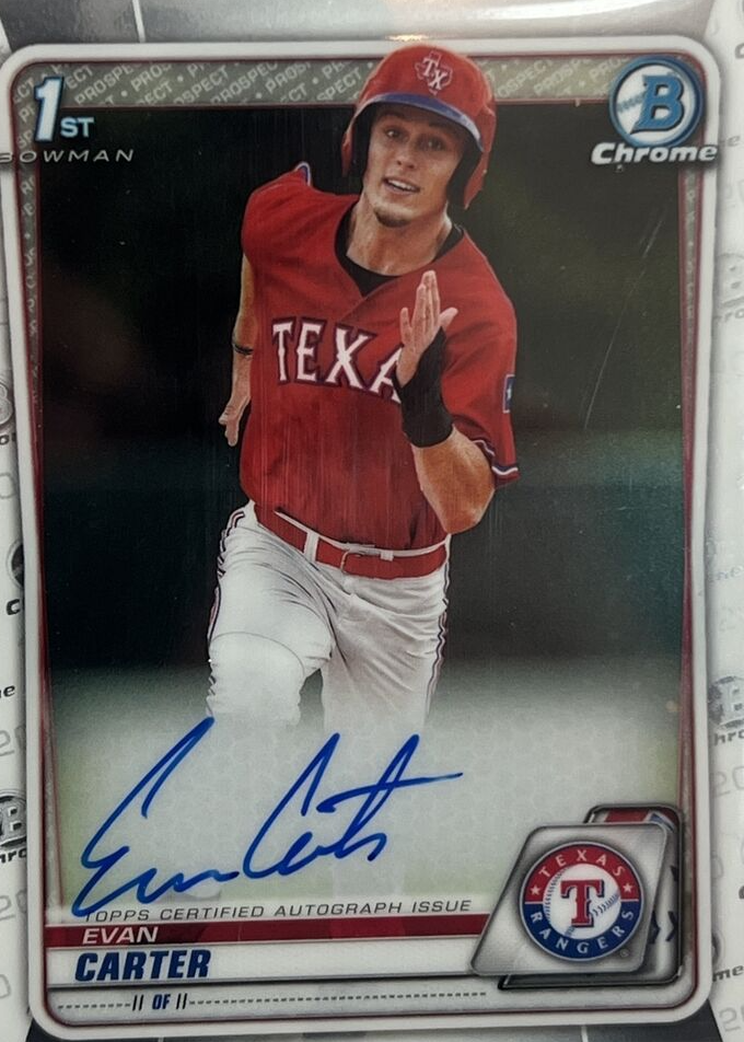 Evan Carter 直筆サイン エバンカーター　mlb auto Evan Carter 2023 Panini Immaculate Clearly Patch Auto