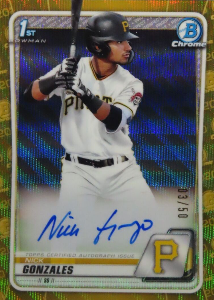 Nick Gonzales 2020 Bowman Draft #CDA-NGO Chrome DP Auto - Gold 