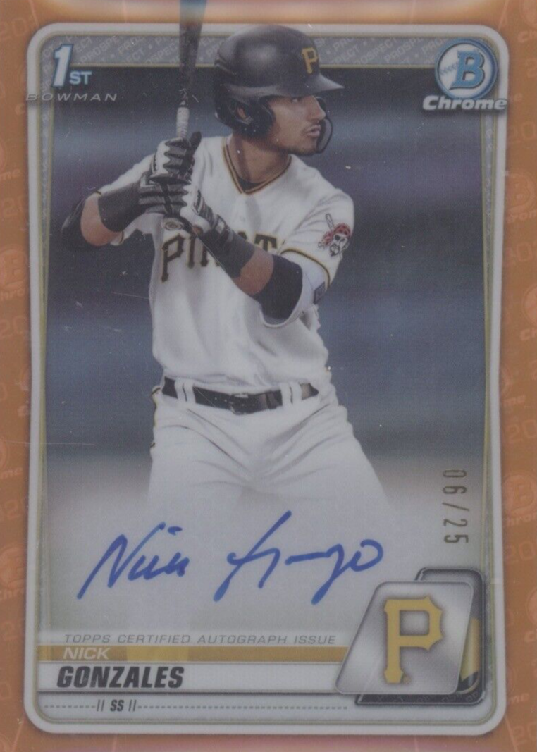 Nick Gonzales 2020 Bowman Draft #CDA-NGO Chrome DP Auto - Orange 