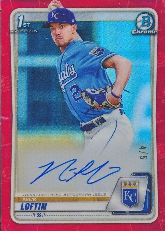 Nick Loftin 2020 Bowman Draft #CDA-NL Chrome DP Auto - Red Refractor /5 (1st) Rookie RAW