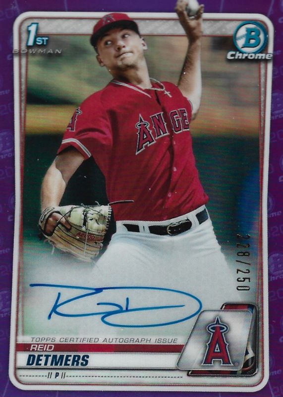 Reid Detmers 2020 Bowman Draft #CDA-RD Chrome DP Auto - Purple Refractor /250 (1st) PSA 10