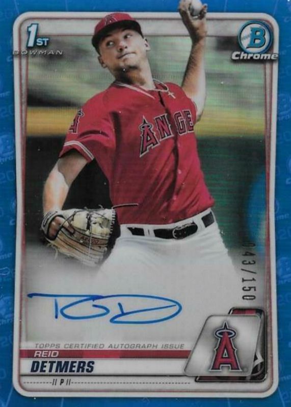 Reid Detmers 2020 Bowman Draft #CDA-RD Chrome DP Auto - Blue Refractor /150 (1st) RAW