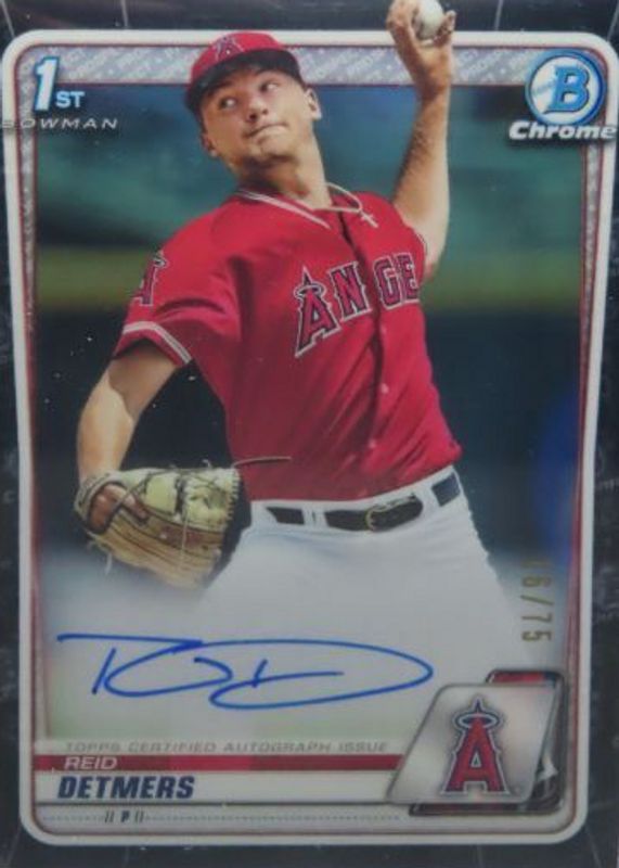 Reid Detmers 2020 Bowman Draft #CDA-RD Chrome DP Auto - Black Refractor /75 (1st) RAW