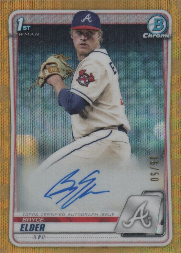 Bryce Elder 2020 Bowman Draft #CDA-BE Chrome DP Auto - Gold Wave 