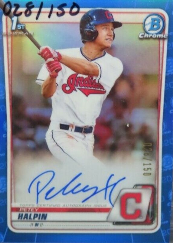 Petey Halpin 2020 Bowman Draft #CDA-PH Chrome DP Auto - Blue Refractor /150 (1st) RAW