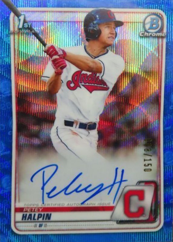 Petey Halpin 2020 Bowman Draft #CDA-PH Chrome DP Auto - Blue Wave Refractor /150 (1st) SGC 9.5