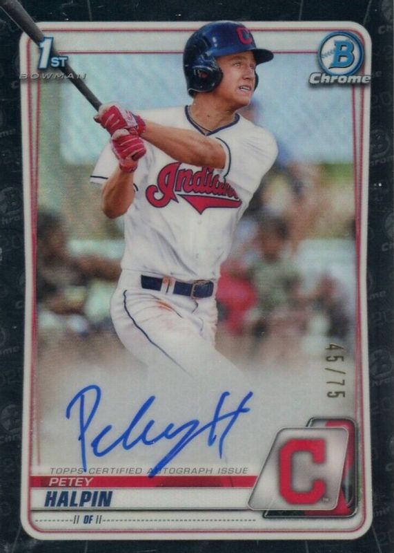 Petey Halpin 2020 Bowman Draft #CDA-PH Chrome DP Auto - Black Refractor /75 (1st) SGC 10