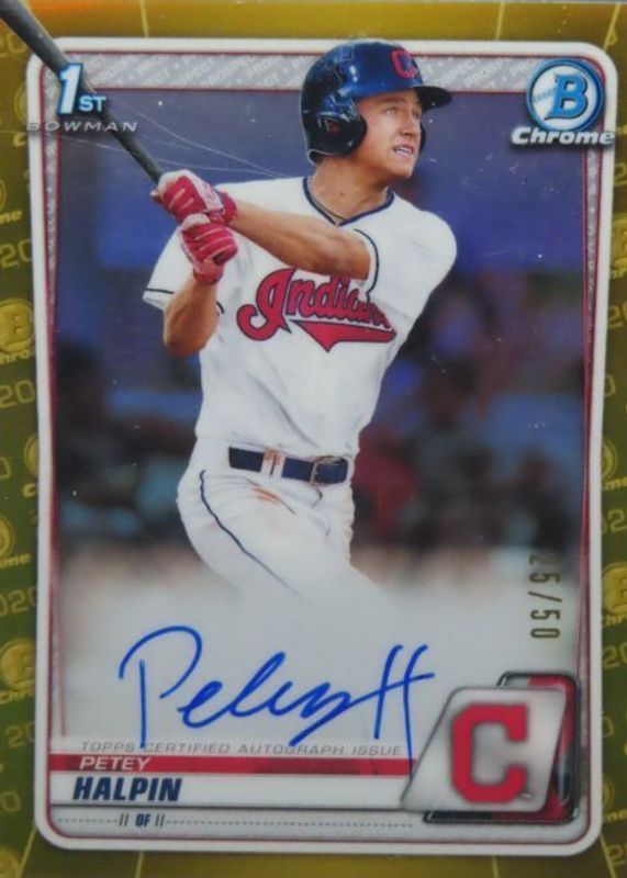 Petey Halpin 2020 Bowman Draft #CDA-PH Chrome DP Auto - Gold Refractor /50 (1st) PSA 10