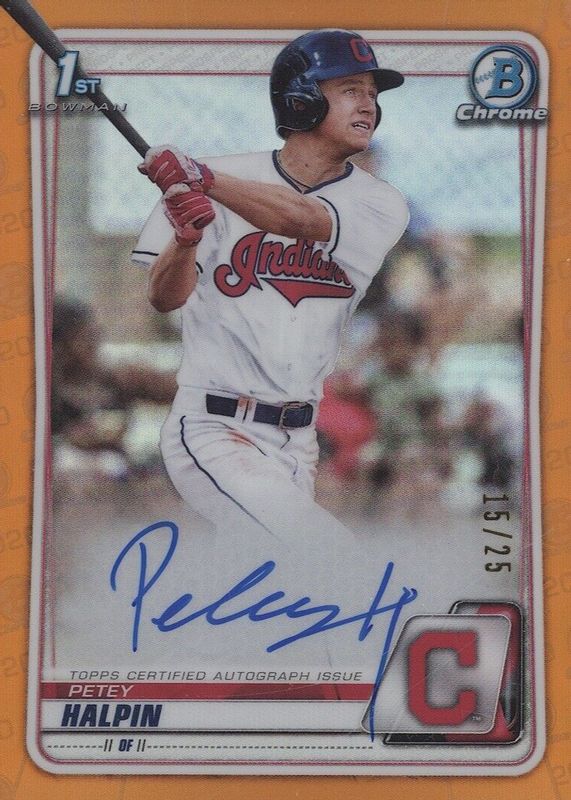 Petey Halpin 2020 Bowman Draft #CDA-PH Chrome DP Auto - Orange Refractor /25 (1st) PSA 10