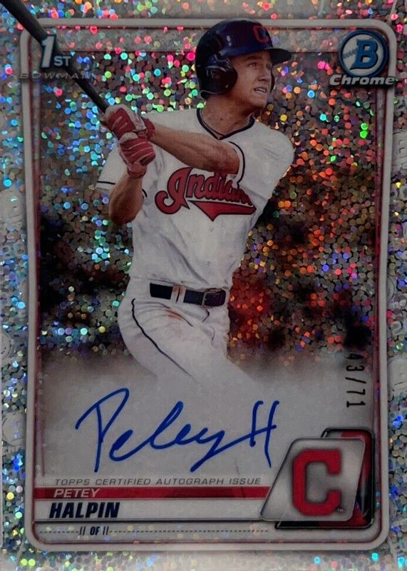 Petey Halpin 2020 Bowman Draft #CDA-PH Chrome DP Auto - Sparkle Refractor /71 (1st) PSA 10