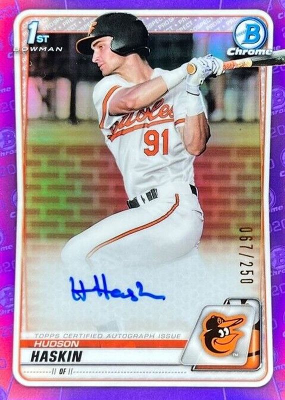 2020 Bowman Draft #CDA-HH Chrome DP Auto - Purple Refractor /250 (1st)