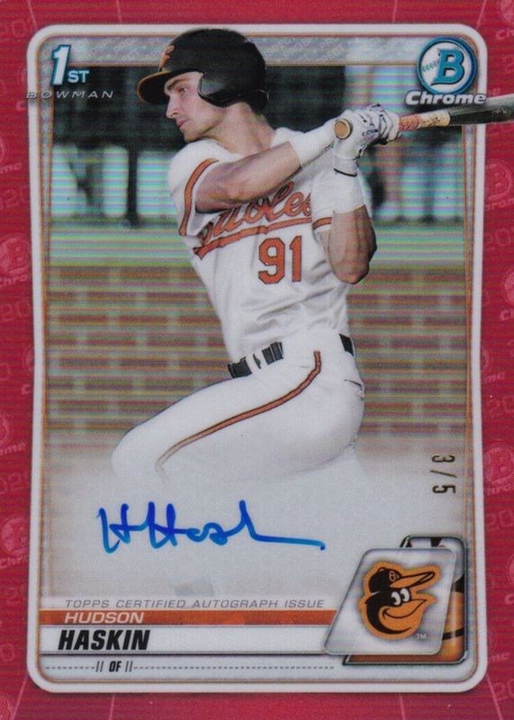2020 Bowman Draft #CDA-HH Chrome DP Auto - Red Refractor /5 (1st)