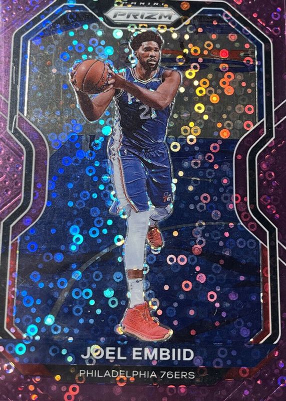 Joel Embiid 2020 Prizm #141 Fast Break Purple /75 RAW