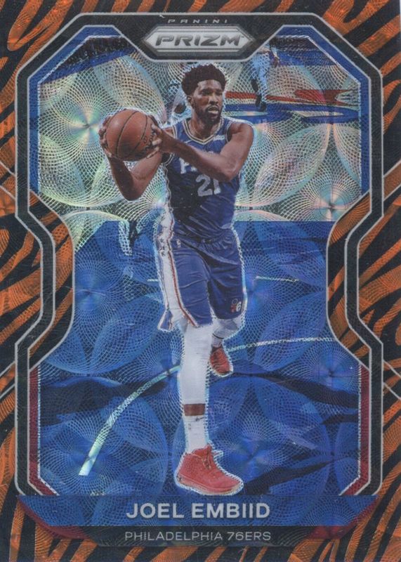 Joel Embiid 2020 Prizm #141 Choice Tiger Stripe /(SSP) RAW