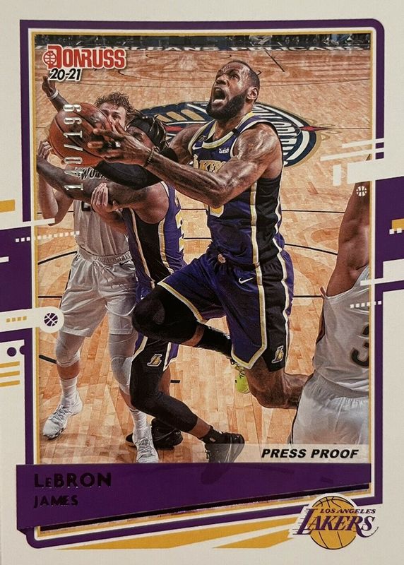 LeBron James 2020 Donruss #12 Press Proof Purple /199 PSA 10