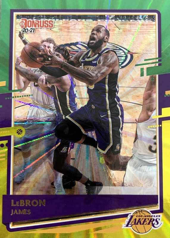 LeBron James 2020 Donruss #12 Green & Yellow Laser SGC 9.5