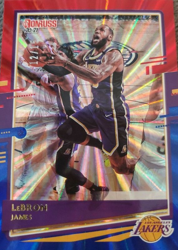 LeBron James 2020 Donruss #12 Red & Blue Laser /15 RAW