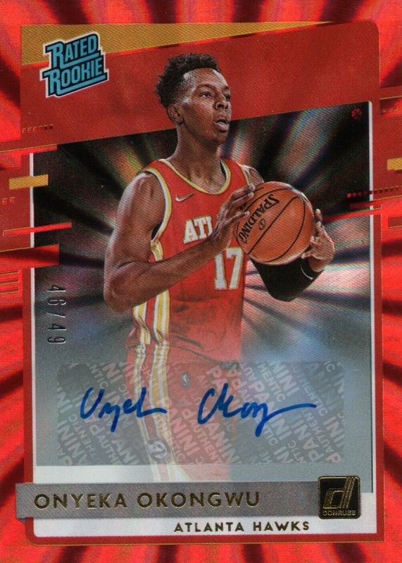 Onyeka Okongwu 2020 Donruss #228 Rated Rookie Signatures - Holo Red Laser /49 PSA 10