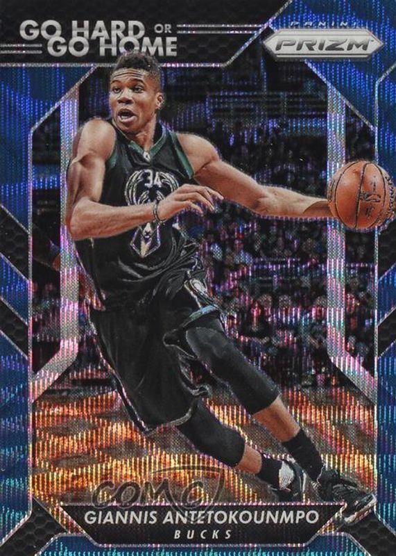 Giannis Antetokounmpo 2016 Prizm #6 Go Hard or Go Home - Blue Wave /99 RAW