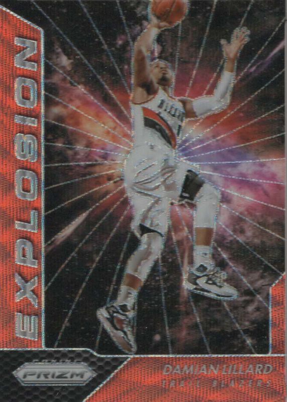 Damian Lillard 2016 Prizm #19 Explosion - Orange Wave /25 PSA 8