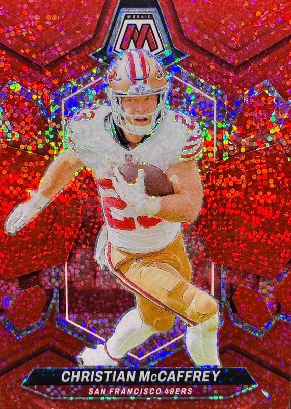 Christian McCaffrey 2024 Mosaic #191 Red Sparkle /(SSP) Price