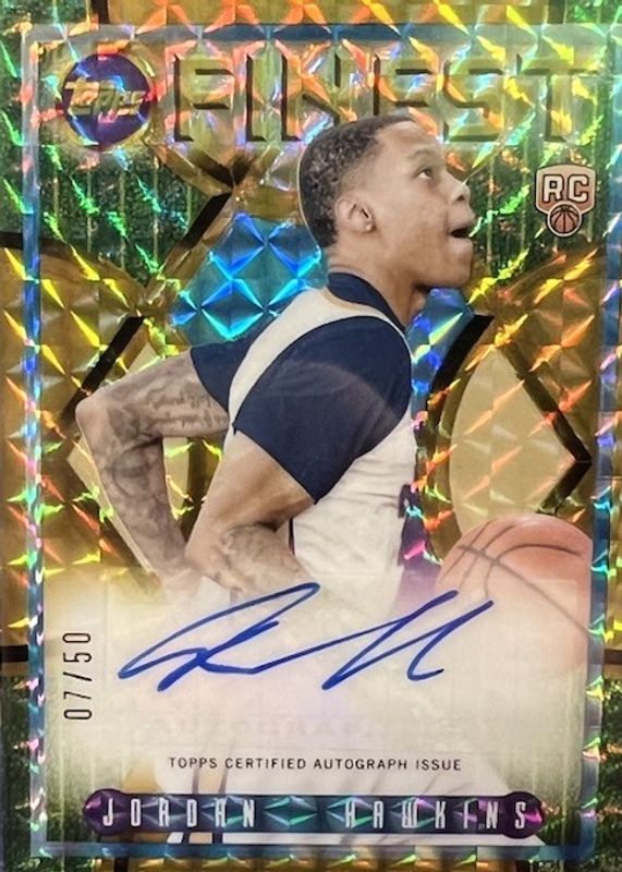 Jordan Hawkins 2023 Topps Finest #FLA-JHA Flashback Autographs - Gold Geometric Refractor /50 Rookie RAW