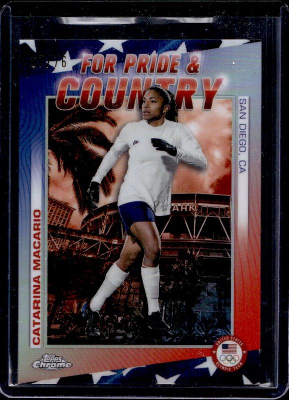 2024 Topps Chrome U.S. Olympics & Paralympic Hopefuls #PC-6 For Pride & Country - US Flag Refractor /76
