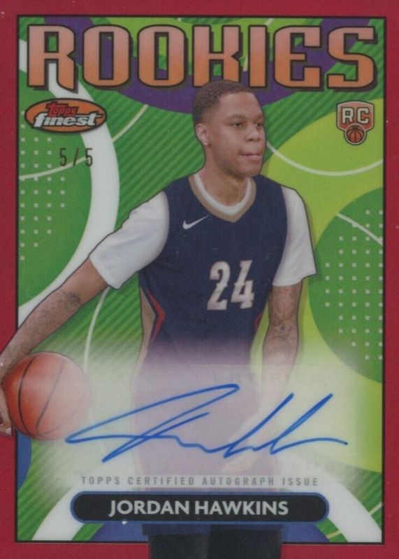 Jordan Hawkins 2023 Topps Finest #RFA-JHA Rookie Finest Autographs - Red Refractor /5 RAW