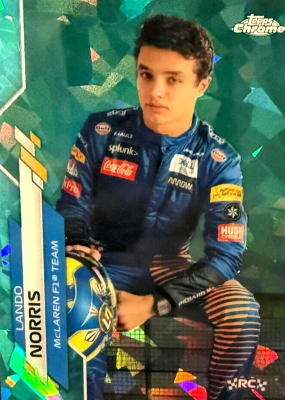 Lando Norris 2020 Topps Chrome Formula 1 Sapphire Edition #7 Image Variation - Aqua /99 (Sitting) Rookie RAW